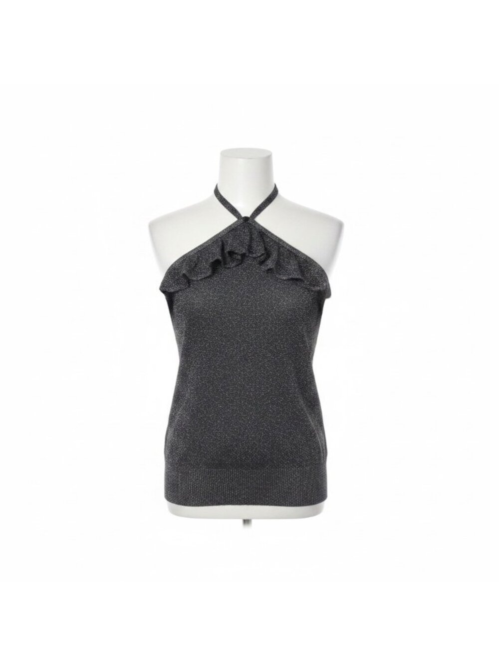 New York & Company Womens Black Halter Top With Ruffle Detail Size XS - Picture 1 of 5